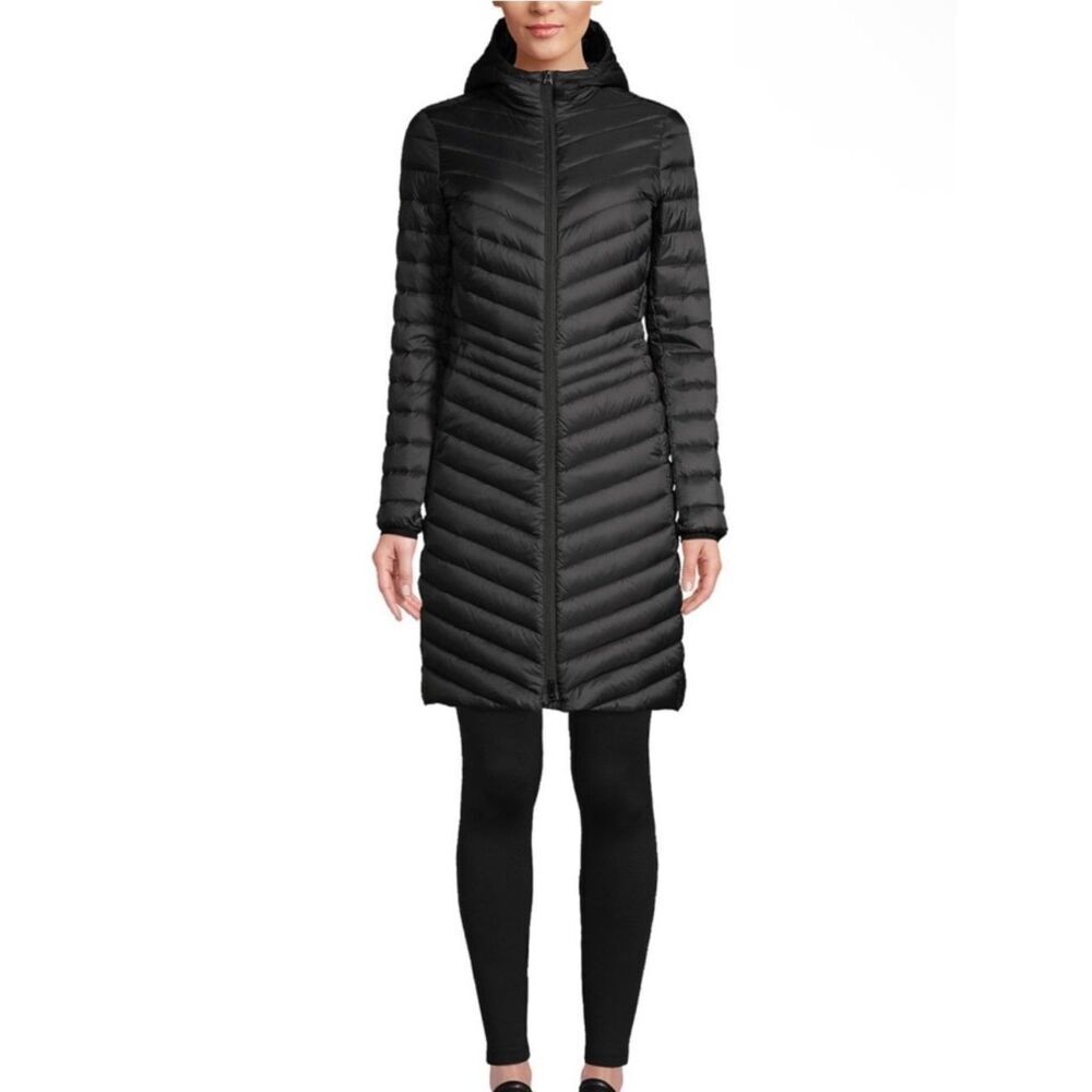 LANDS’ END Wanderweight Ultralight Packable Down Coat Hooded Black Women’s 1X